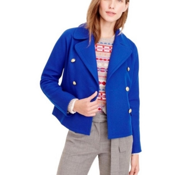 J. Crew Melton wool royal blue coat size 10 - Picture 1 of 14